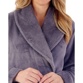 Slenderella Womens Shawl Collar Wrap Coral Fleece Dressing Gown Waffle Detail Robe XXXL (Grey)