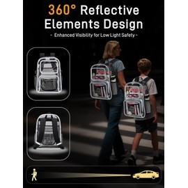 QOECI Clear Backpack Heavy Duty for Women Men Boys Girls, Transparent See Through Backpack, Large TPU Bookbag with 360° Reflective Strips for Sport College Work Travel Security, Blue