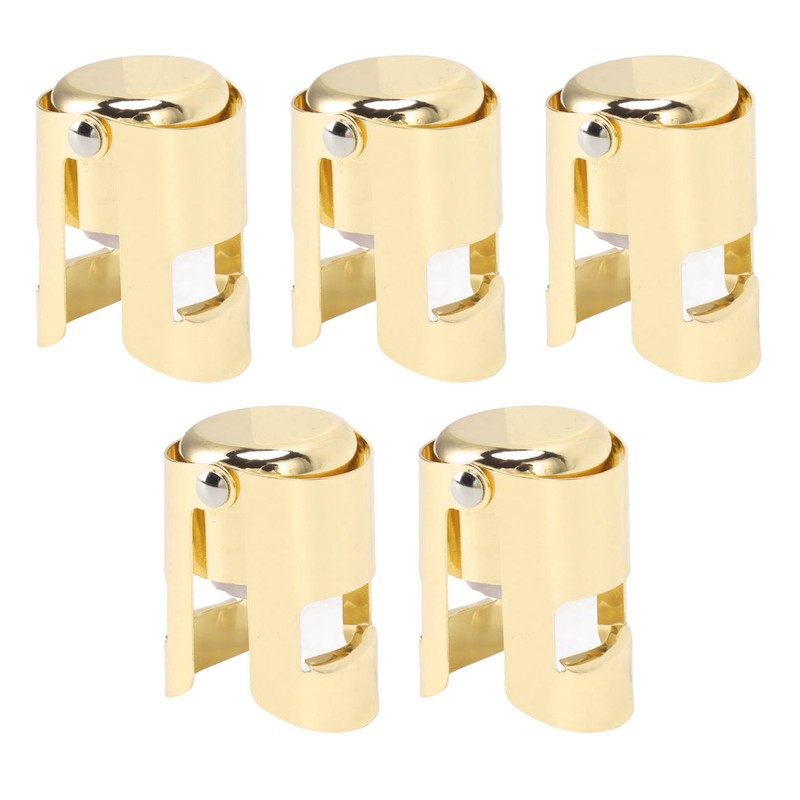 5Pcs Champagne Bottle Stopper Stainless Steel Champagne Sealer Plug Reusable