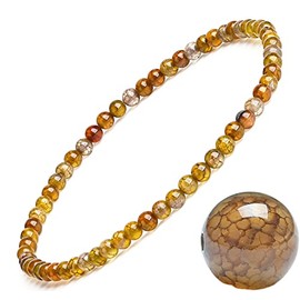 Men's and Women's Stone Anklet，Tiger's Eye Tourmaline Stone Color Stone Agate Stone Anklet，4/6MM,9.45 Inch， Class A，Release Anxiety, Bring Good Luck, (Brown Dragon Pattern Agate Anklet,6MM)