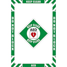 NMC AED, Keep Clear Walk-On Floor Marking Kit with Textured Non-Slip Surface, Configurable (Includes 12 X 12 Center Floor Sign and Marking Strips with Corner Angles), WFKSM03