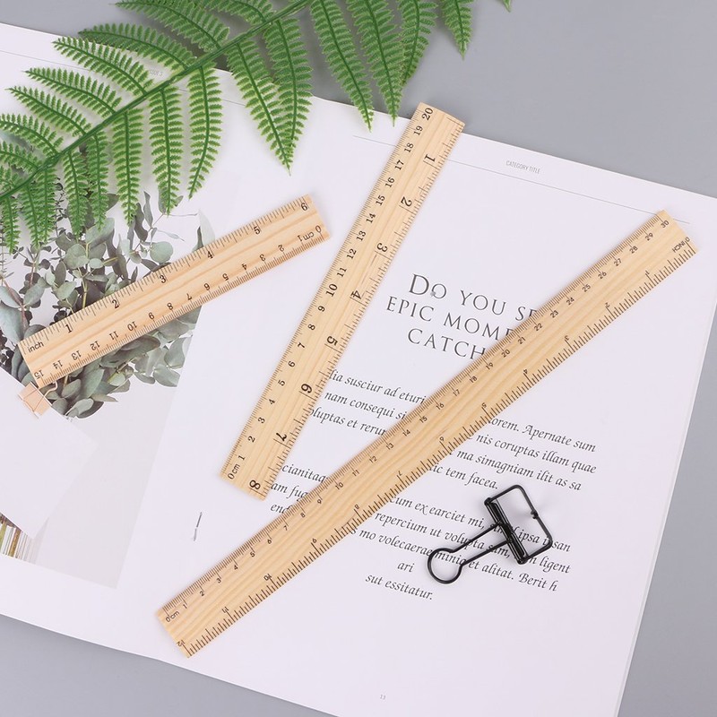 Lyguy Wooden Ruler, Wooden Ruler Double Sided Student School Office