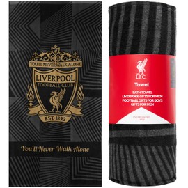 Liverpool F.C. Towel for Men Women Teens Boys 100% Cotton Football Crest Quick Dry Beach Bath Towel for Swim Gym Holiday Shower Bath Supporters' Gear 137x69cm (Black)