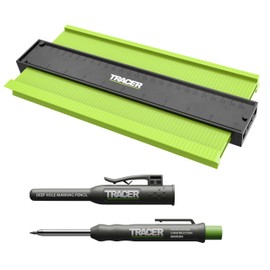 TRACER Contour Gauge 250mm (10”) Precise Marking Gauge with TRACER Deep Hole Construction Pencil. Gauge and Carpenters Pencil Set