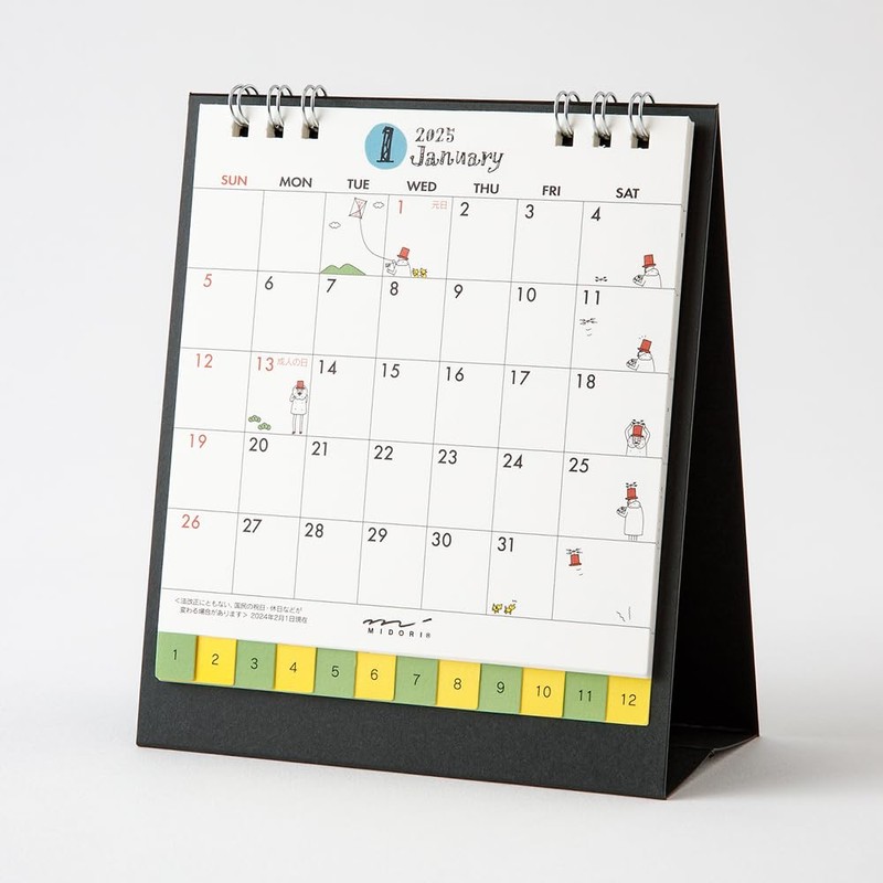 Midori 31311006 2025 Calendar Tabletop S Uncle Pattern