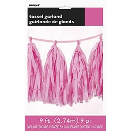 Unique Party 62953 - 9ft Tissue Paper Hot Pink Tassel Garland