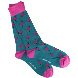 Swole Panda Bamboo Socks UK7-11 - Pink Flamingo Mens Socks