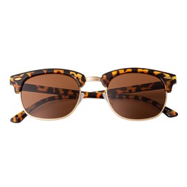Ultra Adults Half Rim Sunglasses - Tortoise Shell Sunglasses with Brown Lenses Retro Sunglasses Horn Rimmed Glasses Womens Sunglasses Mens Sunglasses UV Protection UV400 Eyewear Round Sunglasses