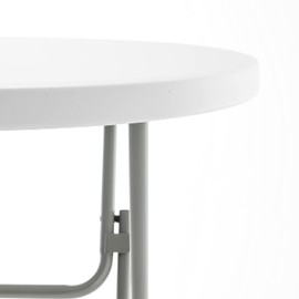 BTEXPERT 32" Round 43" Bar Height White Granite Plastic Folding Table Portable Commercial Table Banquet Card Coffee Dining Table for Wedding Party Event Home Kitchen Outdoor