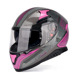 HAX Full Face Motorcycle DOT Approved Helmet with Dual Rear Wing and Pinlock Ready - Lightweight and Durable Motorbike Street Bike Helmet for Adults (Impulse Droid Pink,XL)