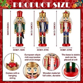 Liliful - Juego de adornos de cascanueces de Navidad, 18 piezas, soldado cascanueces, decoración de Navidad, adornos colgantes de madera para árbol