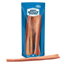 Best Bully Sticks All Natural Jumbo Bully Sticks for Large Dogs - 12 Inch, 4 Count (Pack of 1) - 100% Free-Range Grass-Fed Beef, Single-Ingredient, Grain and Rawhide Free Long Lasting Dog Chews