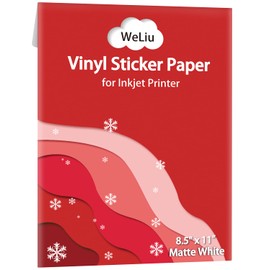 Weliu Printable Vinyl Sticker Paper for Inkjet Printer - Matte White - 21 sheets 8.5"x11" Waterproof Decal Paper Self-Adhesive Sheets- Dries Quickly and Holds Ink Beautifully