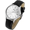 Q&Q Men's Watch Faux Leather Strap Pin Buckle 3 Bar