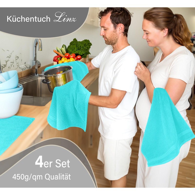 Lashuma Linz Terry Tea Towels for Hands, Set of 4,