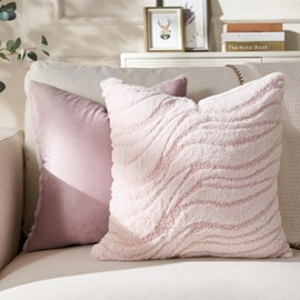 BonBotimen Set of 2 40 x 40 cm Plush Velvet Cushion Covers Sofa Cushion Decorative Cushion Wave Polyester Cushion Covers Couch Cushion Soft Cushion Cover Decorative Cushion Cover Hidden Zip Living