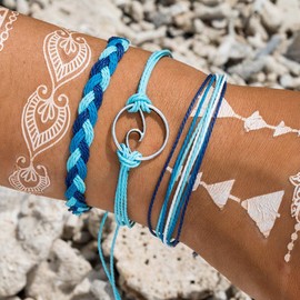 Starain Blue String Bracelets for Women Waterproof Wave Braided Rope Bracelet Set