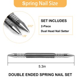 YUEARN 2 Pieces Dual Head Nail Setter, Double Ended 3/32″&1/8″ Spring Loaded Nail Set Hammerless Nail Punch Tool 3500 PSI Striking Force Counter Punch