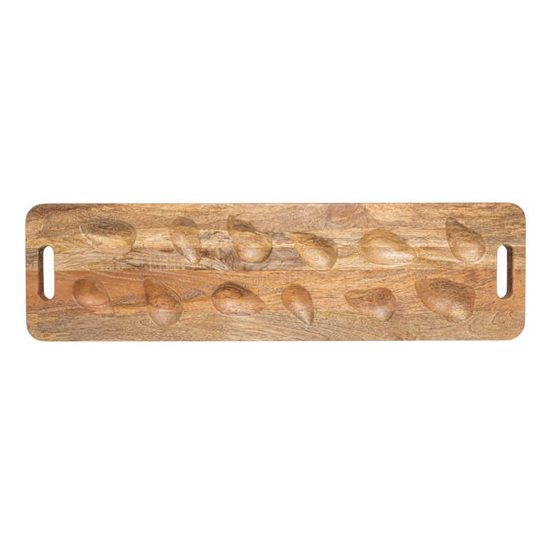 Creative Co-Op Mango Wood Oyster Serving Board with Handles, Natural