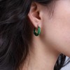 TseenYi Boho Enamel Geometric Hoop Earrings Hammered Green Enamel Hoop