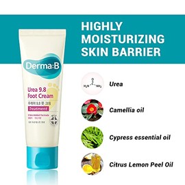 Derma B Urea 9.8 crema de pies, suavizante con manteca de karit y mantequilla de coco, 2.7 onzas lquidas, 80 ml                                       