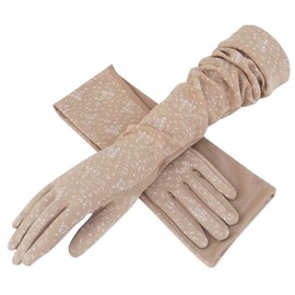 TINAYAUE Women Girls Long Sleeve Driving Gloves, Thin Breathable Summer Sun UV Protection Cotton Gloves Long Arm Cover Full Finger Outdoor Sports Cycling Gloves