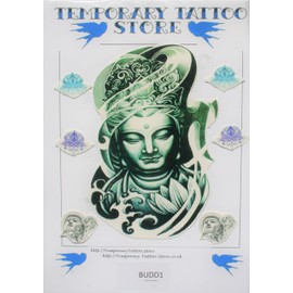 Large Budda Temporary Tattoo - Stylish Black Ink Design