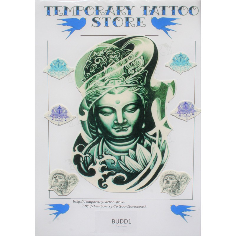 Large Budda Temporary Tattoo - Stylish Black Ink Design