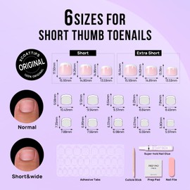 BTArtbox BTArtbox Press on Toenails Short, White French Tips Toenail Press Ons Square for Women, Light Weight Press on Toe Nails with Glue, Fake Toenails in 16 Sizes- 32 Toenails Kit, Timeless Grace
