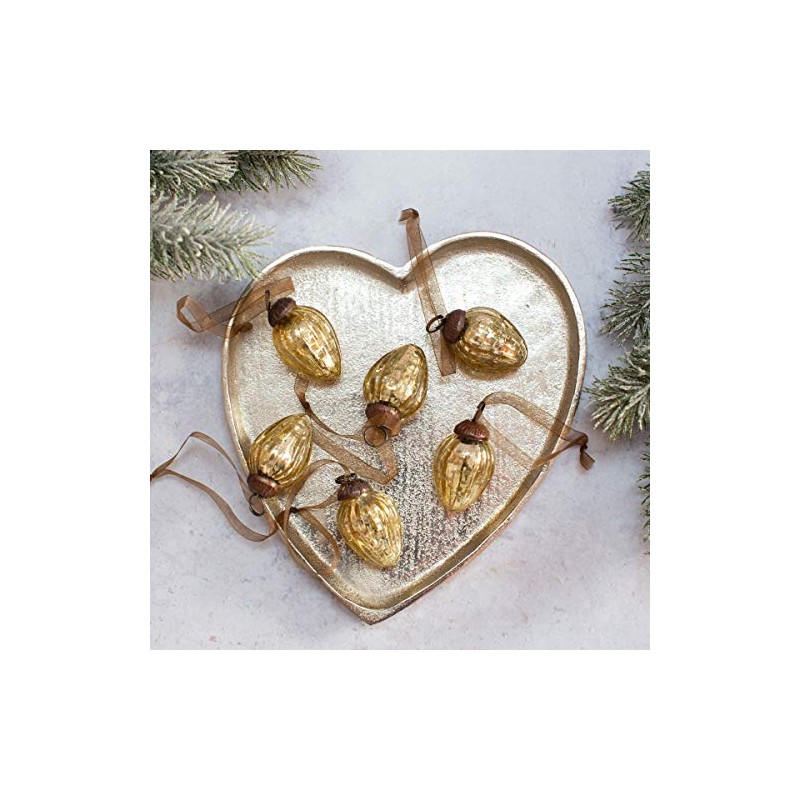 Aurora Christmas Set of 6 Pinecone Christmas Baubles, Gold, 1"