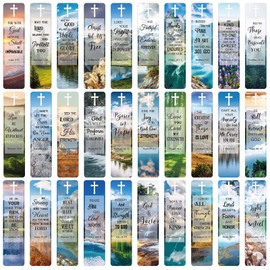 120 Pieces Bible Verses Bookmarks with Hollow Cross for Women Scripture Bookmarks Christian Book Markers for Women Men Church Gifts Supplies (Landscape)