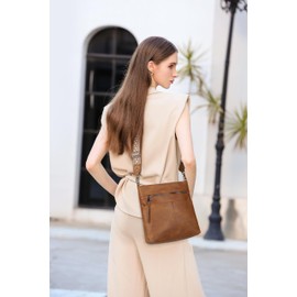 Gladdon Small Crossbody Bag for Women, Shoulder Bags with Wide Adjustable Straps, Ladies Handbag Large Capacity Purse Brown