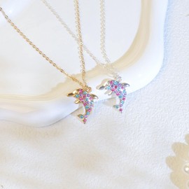Friendship Axolotl Necklaces for 2 BFF Kawaii Animal Necklace Friendship Axolotl Birthday Gifts for Sister Best Friend Graduation Gift (Friendship Necklace-Dolphin)
