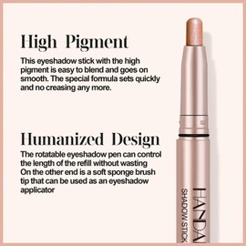 MIELIKKI Cream Eyeshadow Stick with Smudger, Waterproof Eye Shadow Pencil, Long-Wear & Crease Resistant, Matte and Shimmer Eye Brightener, Highlighter Stick Makeup, 04