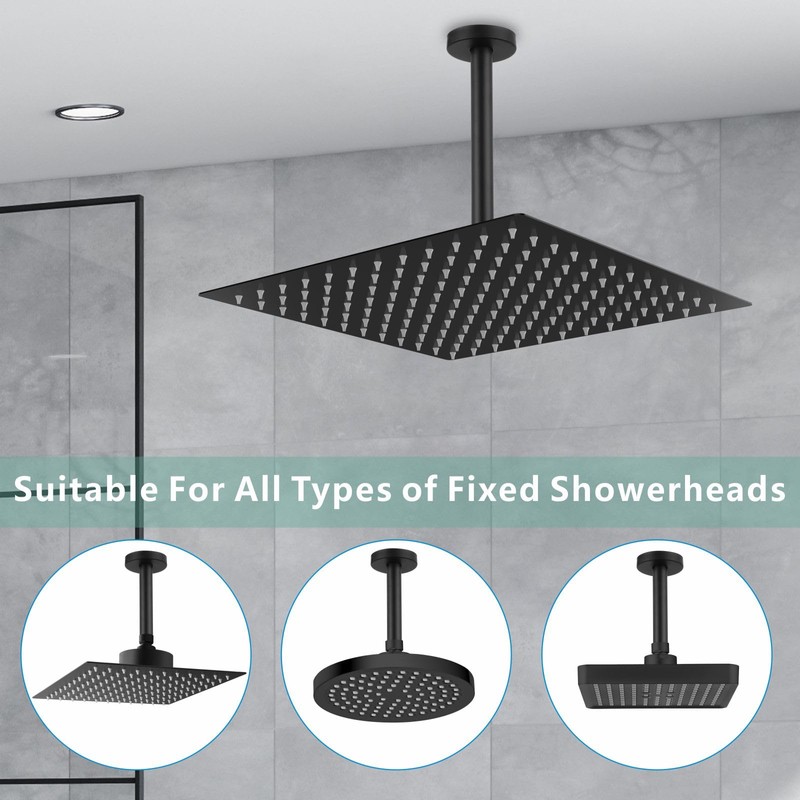 Voolan Shower Arm with Flange, Ceiling Mounted Fixed Shower Pipe,