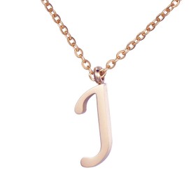 Morella Ladies' Necklace with Letter Pendant, Stainless Steel, Rose Gold, in Gift Bag, Stainless Steel