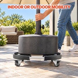 440 lb Adjustable Trash Can Dolly, 15-22.8 Inch Rolling Plant Caddy with 4 Locking Wheels, Black