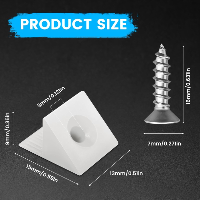 50 Pcs Drawer Angle with Screws Code Bracket Fastener, Plastic