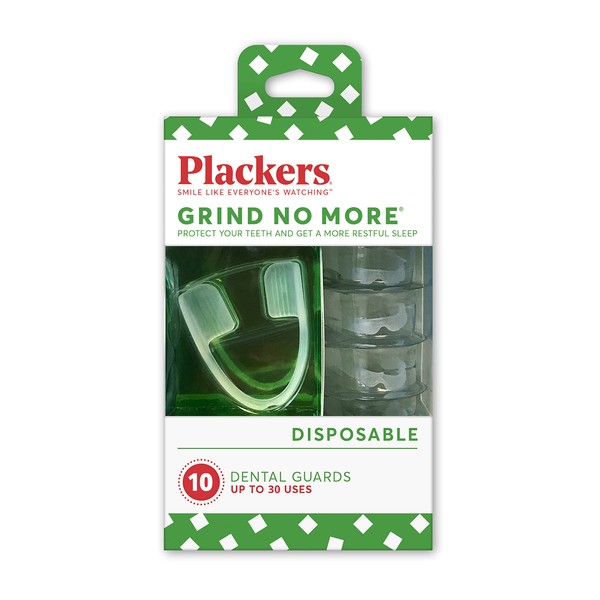 Plackers Grind No More Night Guard, Nighttime Protection for Teeth, Sleep Well, BPA Free, Ready to Wear, Disposable, One Size Fits All, 10 Count