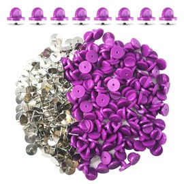 Ruidee 200 Pcs/100 Pairs Tie Tack Pin Backs with Blank Pins, Binding Staple Clutch Butterfly Rubber Bolts Back Holder Reinstallation (Grape Purple)