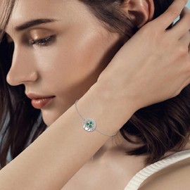 VONALA Claddagh Bracelet 925 Sterling Silver Shamrock Celtic Knot Clover Irish Jewelry for Women