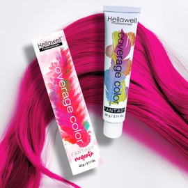 Hellawell Professional Hair Dye. Coverage Color Fantasy - Semi-permanent oxidation coloring cream. Magenta 2.11oz