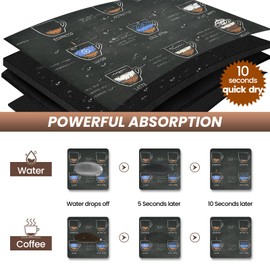 Coffee Mat(Coffee Theme 12'' x 19'') , Coffee Bar Mat for Countertop, Anti-Slip Absorbent Dish Drying Mat for Kitchen, Suitable for Coffee Machine, Coffee Maker, Espresso Machine, Dish Rack.