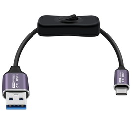 HuaLiSiJi USB C auf USB A Kabel 3.2 Gen 2 mit Schalter 3A 60W PD 3.1 Typ A auf Typ C Schnellladekabel und Datenkabel 10Gbps für Tablets, Laptops, SSD usw (Schwarz, 0.5 m)