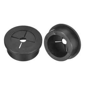 QUARKZMAN Pack of 2 Cable Grommets, 1-1/8 Inch (28 mm) Desk Feed-Through Flexible Rubber Sleeves, Grommets for Office, Computer Desk, Wire Organiser, Black
