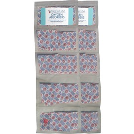 PackFreshUSA: 500cc Oxygen Absorber Compartment Packs - Food Grade - Non-Toxic - Food Preservation - Long-Term Food Storage Guide Included - 50 Count in 10 Compartment Packs