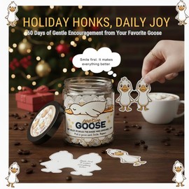 Positive Goose Jar with 60 Affirmation Cards, Emotional Support Goose Decor, Silly Desk Present for Goose Lovers, Mental Health Motivation Jar for Women and Teens, Funny Gag Gift Idea
