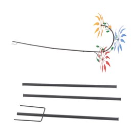 Multi Colored Flowers Wind Spinner with 3 Flowers Green Leaves Eye Catching Large Windmill for Outdoor Porches
