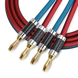 LCYOUTH Speaker Cable with Banana Plug, Finished Product, High Purity OFC, Oxygen-free Pure Copper, HIFI, 24k Gold Plating, Pure Copper Plug, 800 Core (3.0 MX 2 Pieces)