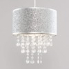 Modern Silver Glitter Cylinder Ceiling Pendant Light Shade with Clear